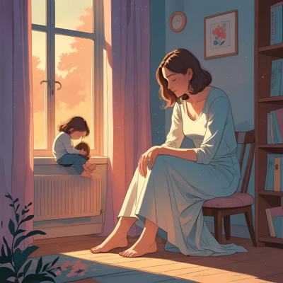 Inner child hiding in a corner with adult watching gently